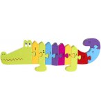 PUZZLE CROCODILE EN BOIS LES CHIFFRES 30 CM 11 PIECES - JEU EDUCATIF