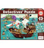 PUZZLE DETECTIVE : LE BATEAU PIRATE ET ILE AU TRESOR 50 PIECES - EDUCA - 18896