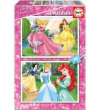 PUZZLE DISNEY PRINCESSE : BELLE ET AURORE DANS LE JARDIN / BLANCHE NEIGE ARIEL CENDRILLON 2 X 20 PIECES - EDUCA - 16846