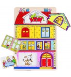 PUZZLE EN BOIS AVEC IMAGES CACHEES LA MAISON 6 PIECES - GOKI - PUZZLE A ENCASTRER - 57602