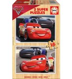 PUZZLE EN BOIS CARS 3 FLASH MCQUEEN ET JACKSON STORM 2 X 16 PIECES - EDUCA - 17172