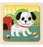 PUZZLE EN BOIS CHIEN TITUS 9 PIECES - PUZZLE AVEC CADRE ET SUPPORT IMPRIME