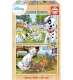 PUZZLE EN BOIS DISNEY 101 DALMATIENS - ARISTOCHATS : CHAT MARIE 2 X 25 PIECES - EDUCA - 18082