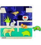 PUZZLE EN BOIS HAPPY ANIMO 6 PIECES - JANOD - PUZZLE A ENCASTRER AVEC BOUTONS - J07007
