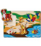 PUZZLE EN BOIS LES ANIMAUX DOMESTIQUE - 6 PIECES - EICHHORN - PUZZLE A ENCASTRER - PUZZLE AVEC BOUTONS