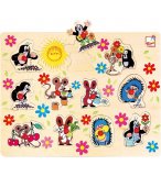 PUZZLE EN BOIS LES ANIMAUX DU JARDIN 11 PIECES - BINO - PUZZLE A ENCASTRER AVEC BOUTONS - 13725