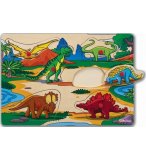 PUZZLE EN BOIS LES DINOSAURES - 6 PIECES - EICHHORN - PUZZLE A ENCASTRER - PUZZLE AVEC BOUTONS