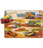 PUZZLE EN BOIS LES TRAVAUX PUBLICS : VEHICULE DE CHANTIER - 6 PIECES - EICHHORN - PUZZLE A ENCASTRER - PUZZLE AVEC BOUTONS