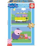 PUZZLE EN BOIS PEPPA LE COCHON / PIG 2 X 9 PIECES - EDUCA - 17156