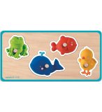 PUZZLE EN BOIS QUADRINIMO - 4 PIECES - JANOD - PUZZLE A ENCASTRER ANIMAUX - PUZZLE AVEC BOUTONS