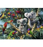 PUZZLE FAMILLE DE KOALAS ET PERROQUETS DANS L'ARBRE 500 PIECES - COLLECTION ANIMAUX - RAVENSBURGER - 14826