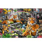 PUZZLE FAMILLE DE TIGRES AU BORD DU RUISSEAU DANS LA FORET 1500 PIECES - COLLECTION ANIMAUX SAUVAGES - EDUCA - 19563