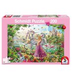 PUZZLE FEE AVEC LICORNE BLANCHE DANS LA FORET - 200 PIECES - SCHMIDT