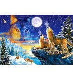 PUZZLE HURLEMENT DES LOUPS DANS LA FORET LA NUIT 1000 PIECES - COLLECTION ANIMAUX SAUVAGES