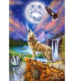 PUZZLE HURLEMENTS DU LOUP ARCTIQUE AU BORD DE LA RIVIERE NUIT DE PLEINE LUNE 1500 PIECES - COLLECTION ANIMAUX SAUVAGES