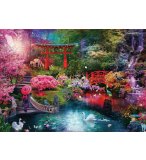 PUZZLE JARDIN JAPONAIS : RIVIERE CYGNES ET PAONS 3000 PIECES - COLLECTION PAYSAGE JAPON - EDUCA 19282