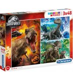 PUZZLE JURASSIC WORLD - DINOSAURE T-REX - TRICERATOPS VELOCIRAPTOR 3 X 48 PIECES - DINO - CLEMENTONI - 25250