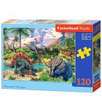 PUZZLE LA VALLEE DES DINOSAURES TRICERATOPS ET BRACHIOSAURE 120 PIECES - COLLECTION ANIMAUX PREHISTORIQUE DINO - CASTORLAND