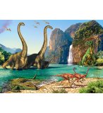 PUZZLE LAGON AUX DINOSAURES VELOCIRAPTOR MOSASAURUS ET BRACHIOSAURE 60 PIECES - COLLECTION ANIMAUX PREHISTORIQUE DINO - CASTORLAND