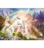 PUZZLE LICORNE BLANCHE ET CHATEAU AVEC UN ARC EN CIEL 500 PIECES - COLLECTION PAYSAGE - CLEMENTONI - 35054