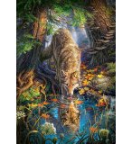 PUZZLE LOUP BOIT DANS LA RIVERE DE LA FORET - 1500 PIECES COLLECTION ANIMAUX SAUVAGES - CASTORLAND