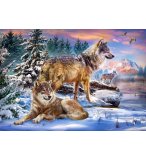 PUZZLE MEUTE DE LOUP DANS LA FORET ENNEIGEE 500 PIECES - COLLECTION PAYSAGE ET MONTAGNE - CASTORLAND