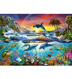 PUZZLE MONDE SOUS MARIN : DAUPHIN TORTUE ORQUE 300 PIECES - COLLECTION OCEAN - CASTORLAND