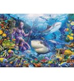 PUZZLE OCEAN LES REQUINS LE ROI DE LA MER DAUPHINS SUR LE RECIF DE CORAIL 500 PIECES - RAVENSBURGER - 150397