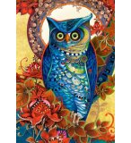 PUZZLE OISEAU DE NUIT : HIBOU EN FETE 1500 PIECES - COLLECTION DAVID GALCHUTT - CASTORLAND