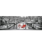 PUZZLE PANORAMA NOIR ET BLANC AMSTERDAM ET LE VELO 1000 PIECES - COLLECTION PAYSAGE PAYS-BAS - CLEMENTONI - 39440