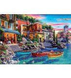 PUZZLE PAYSAGE VILLE DE COME : BARQUES AU BORD DE MER 3000 PIECES - COLLECTION ITALIE - EDUCA 19052