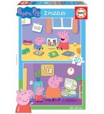 PUZZLE PEPPA PIG : PEPPA LE COCHON FAIT DE L ORDINATEUR / DANS SA CHAMBRE 2 X 20 PIECES - EDUCA - 18087