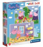 PUZZLE PEPPA PIG : PEPPA LE COCHON PIQUE-NIQUE / JOUE AU PETIT TRAIN 2 X 20 PIECES - CLEMENTONI 24778