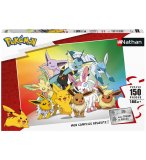 PUZZLE POKEMON FONT LA FETE : PIKACHU EVOLI VOLTALI MENTALI NOCTALI 150 PIECES - NATHAN 86030