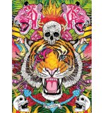 PUZZLE RUGISSEMENT DU TIGRES AVEC TETE DE MORT 1000 PIECES - COLLECTION ANIMAUX SAUVAGES - EDUCA - 19017