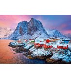 PUZZLE SCANDINAVE : VILLAGE HAMNOY 500 PIECES - COLLECTION PAYSAGE NORVEGE - MONTAGNE - CLEMENTONI - 35144