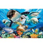 PUZZLE SELFIE SOUS L'EAU : ORQUE REQUINS ET DAUPHINS 500 PIECES - COLLECTION ANIMAUX DE LA MER - EDUCA - 17647