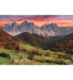 PUZZLE VILLAGE DE VAL DI FUNES : DOLOMITES MONTAGNE 2000 PIECES - COLLECTION PAYSAGE D'ITALIE - CLEMENTONI - 32570