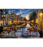 PUZZLE VUE FLEURIE SUR LE CANAL D'AMSTERDAM 2000 PIECES - COLLECTION PAYSAGE PAYS-BAS - EDUCA - 17127