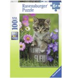 PUZZLE XXL CHATON PARMI LES FLEURS 100 PIECES - RAVENSBURGER - 10847