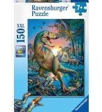 PUZZLE XXL DINOSAURES : T-REX GEANT ET LES PTERODACTYLES DANS LA FORET 150 PIECES - COLLECTION ANIMAUX PREHISTORIQUE DINO - RAVENSBURGER - 100521