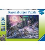 PUZZLE XXL FAMILLE DE LOUPS SE PROMENE DANS LA FORET AU CLAIR DE LUNE - 150 PIECES - RAVENSBURGER - 129089