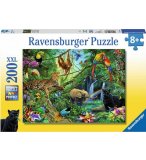 PUZZLE XXL LES ANIMAUX SAUVAGES : SINGE ELEPHANT PERROQUET LEOPARD - 200 PIECES - RAVENSBURGER - 126606