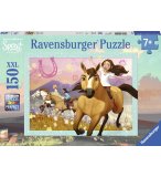 PUZZLE XXL SPIRIT ET SES AMIS GALOPENT DANS LA PRAIRIE - 150 PIECES - RAVENSBURGER - 10055