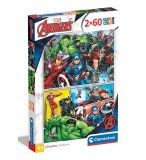 PUZZLES AVENGERS : LES PUISSANTS SUPER HEROS MARVEL 2 X 60 PIECES - SUPERCOLOR - CLEMENTONI - 21605