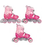 ROLLERS AJUSTABLES ET TRANSFORMABLES ROSE - 3 EN 1 - PATINS A ROULETTES 34 A 37