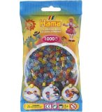 SACHET DE 1000 PERLES A REPASSER HAMA MIDI COULEURS ASSORTIES TRANSPARENTES - LOISIRS CREATIFS - 207-53