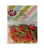 SACHET DE 200 ELASTIQUES VERT ET ROSE LOOM - LOISIRS CREATIFS ELASTIQUES