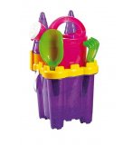 SEAU DE PLAGE GARNI CHATEAU FORT 7 PIECES VIOLET PAILLETTES - ANDRONI - JEUX DE SABLE