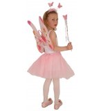 SET PAPILLON ROSE ENFANT FILLE - KIT DEGUISEMENT FEE 4 PIECES